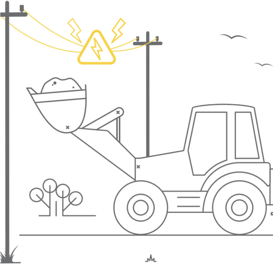 Tractor touching overhead wires