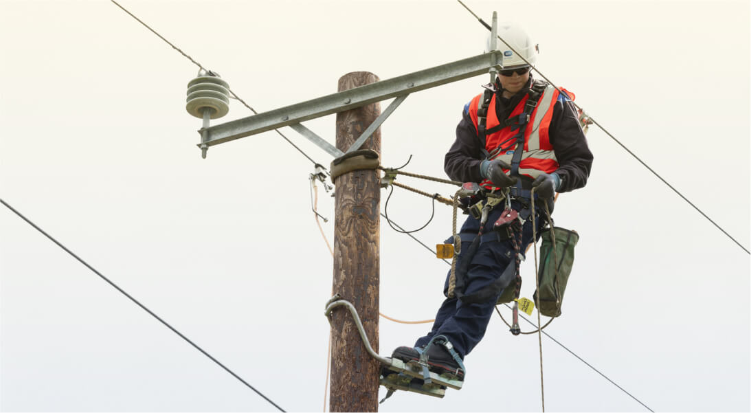 Technician on an electricity pole