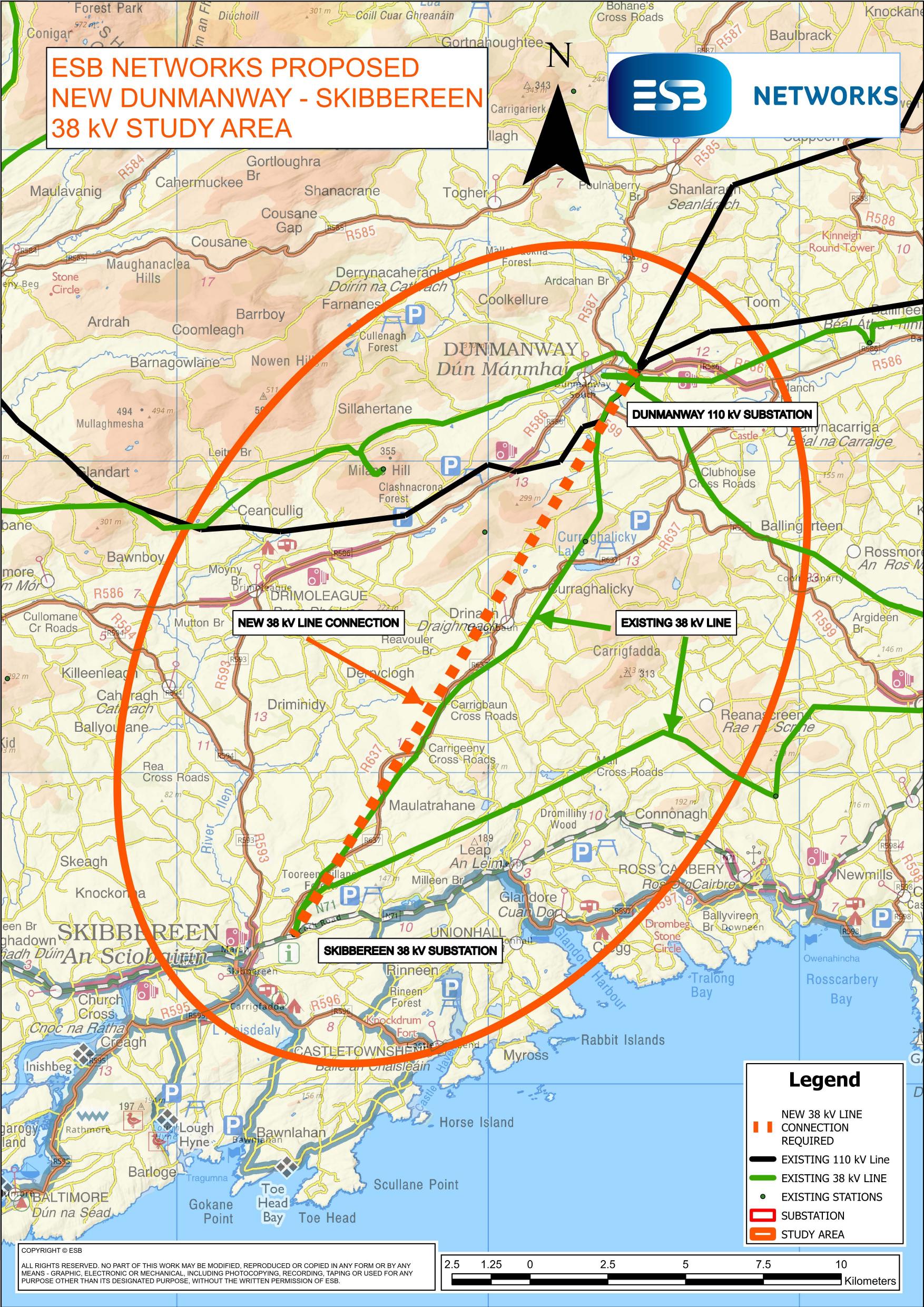 A map of the study area showing Dunmanway to Skibbereen
