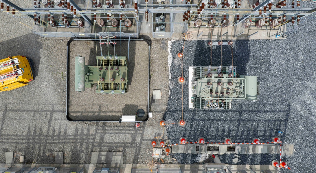 An overhead image of an ESB Networks substation