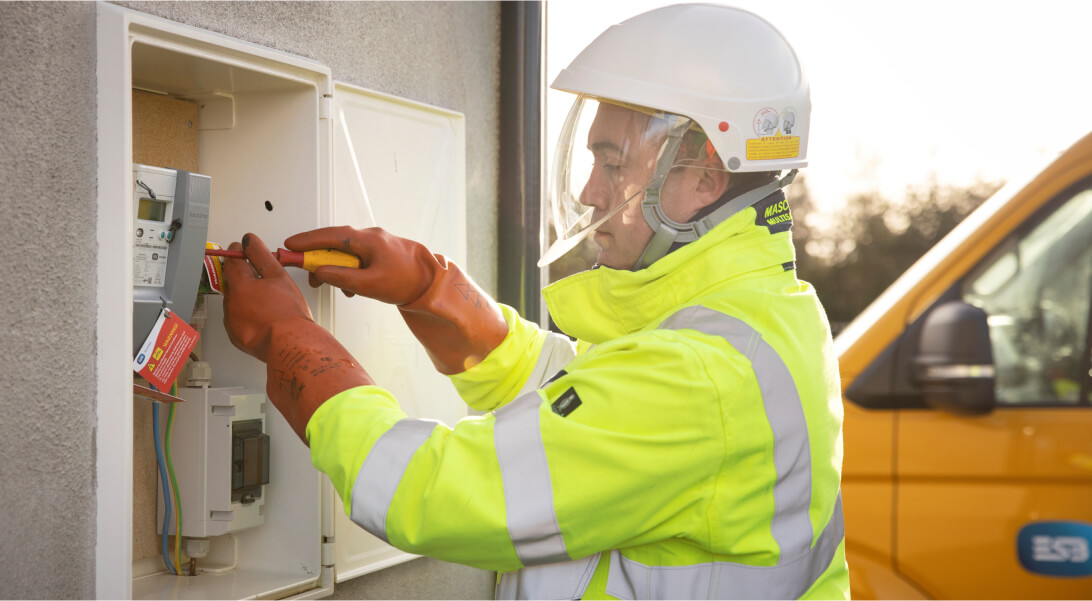 Technician working on an electricity panel
