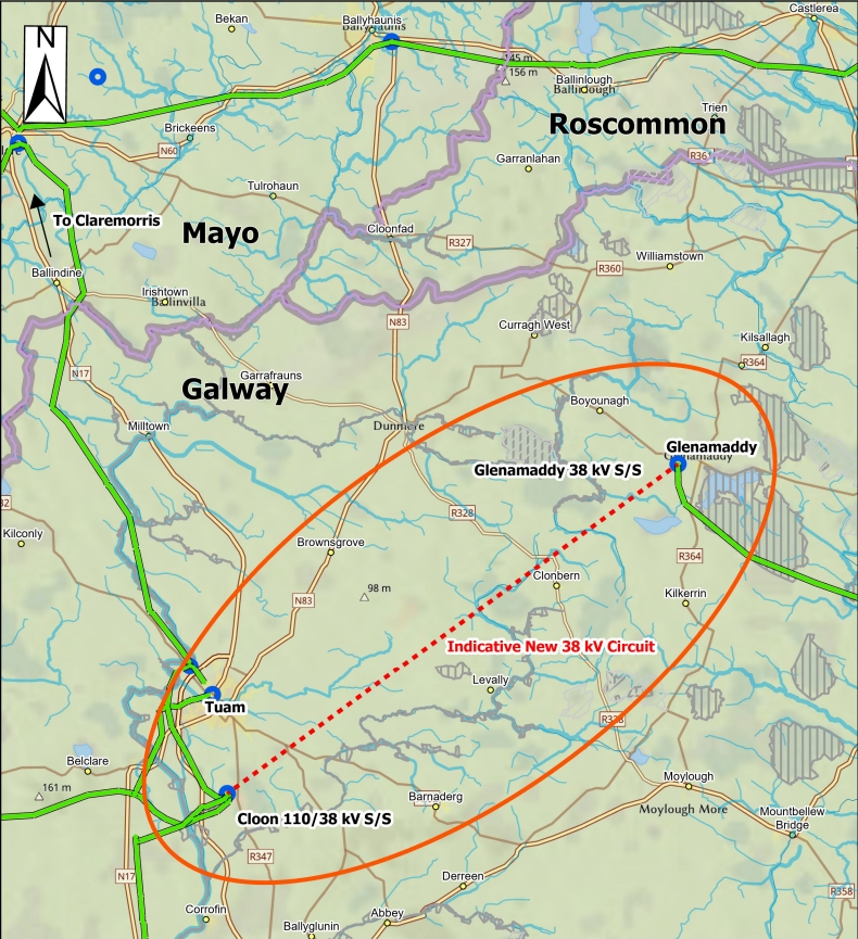 Map showing study are between Cloon and Glenamaddy