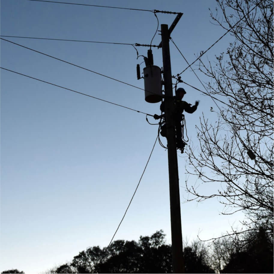 Technician on a pole