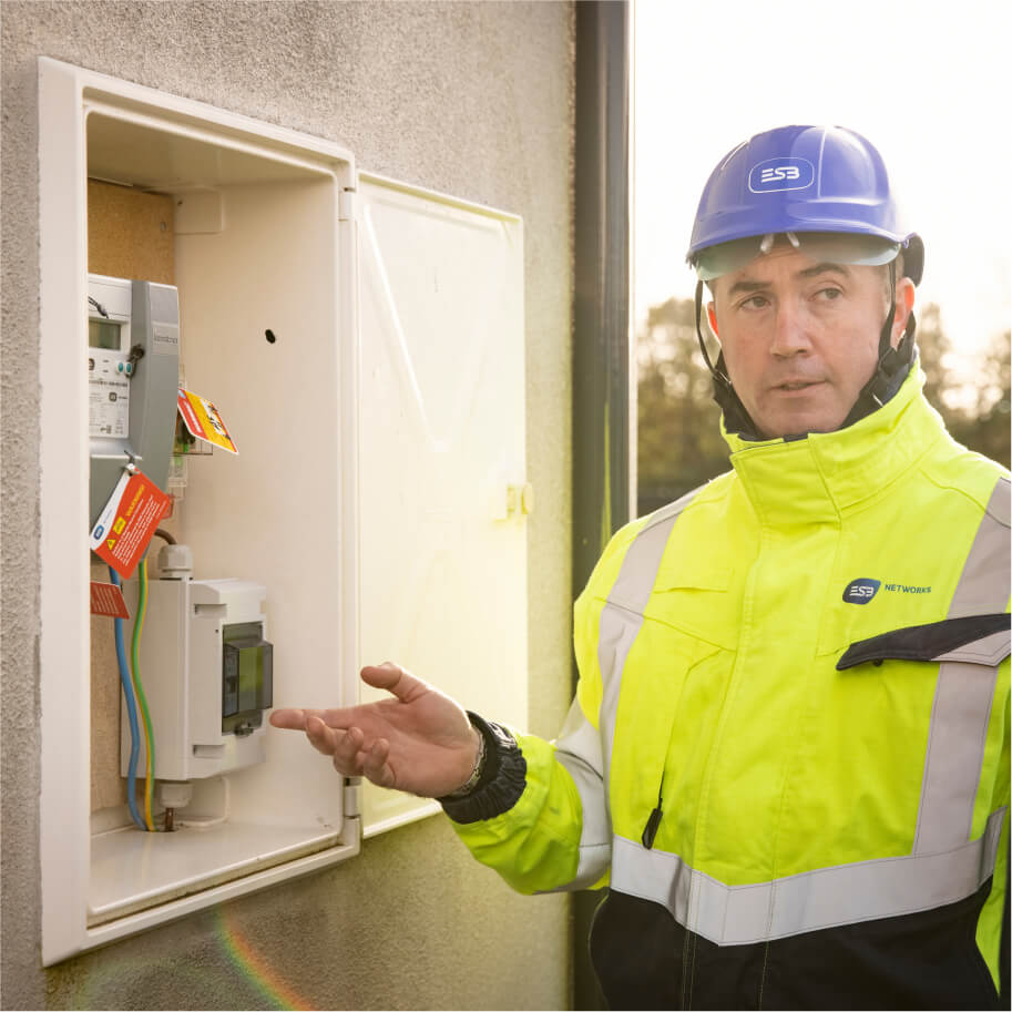Technician showing a meter box