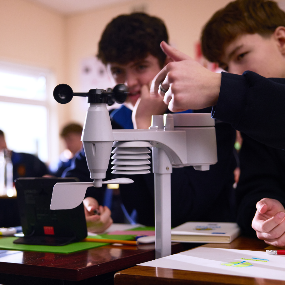 weather station with school children